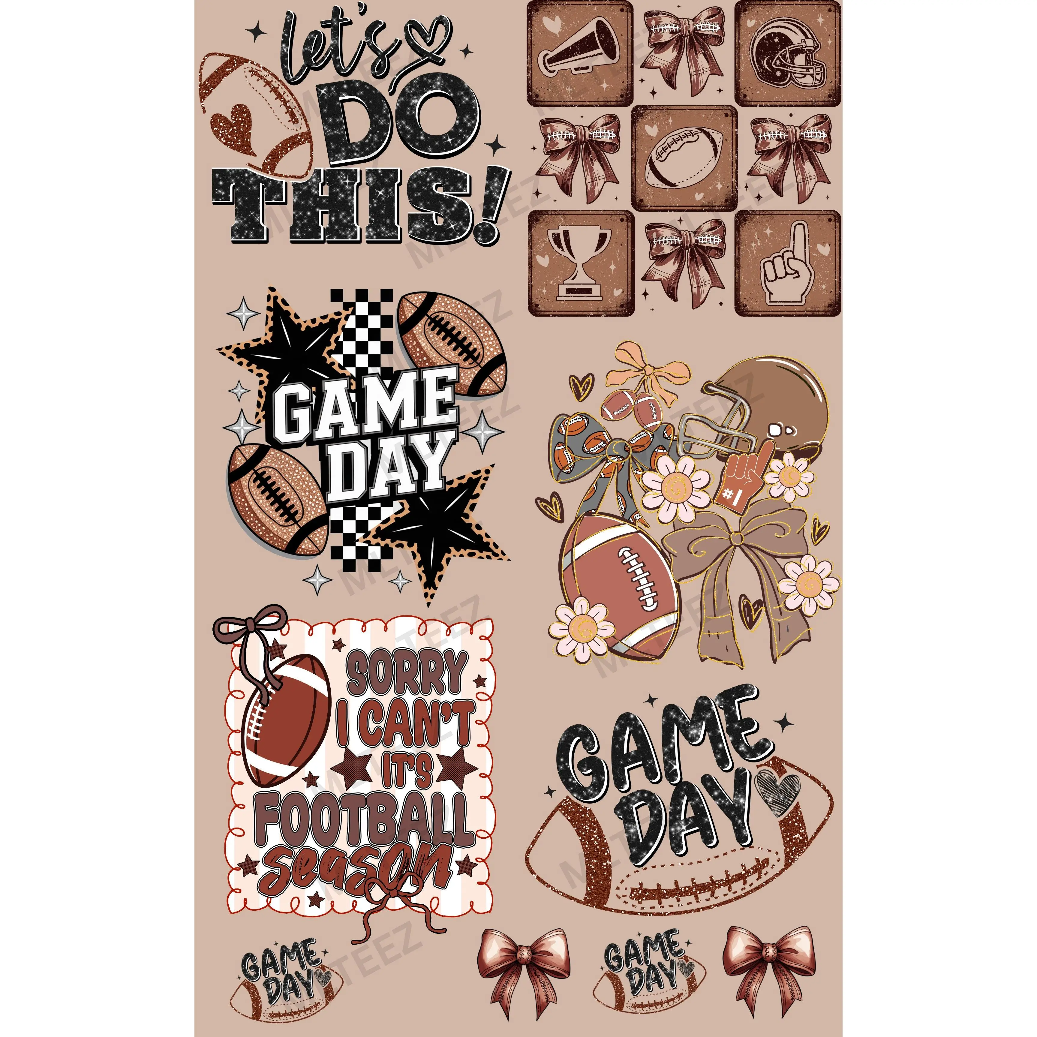 LET'S DO THIS! (FOOTBALL) (2) PREMADE GANGSHEET  - 22X36  DTF TRANSFERS - DIRECT TO FILM