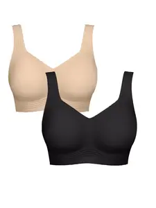 Women's 2-Pack Seamless Lift Wireless Push-Up No Underwire Full Coverage Plus Bras - Comfortable Supportive Bridal Everyday Womenswear Bras