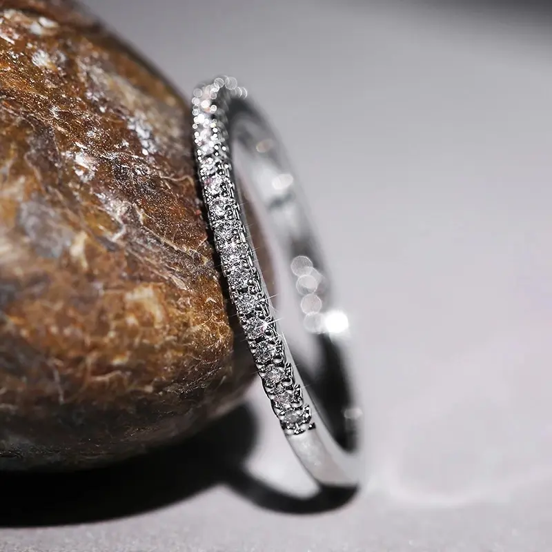 FASHION - 925 Sterling Silver Crystal Wedding Engagement Rings For Women Girls Fashion Jewelry Valentines Day Gift