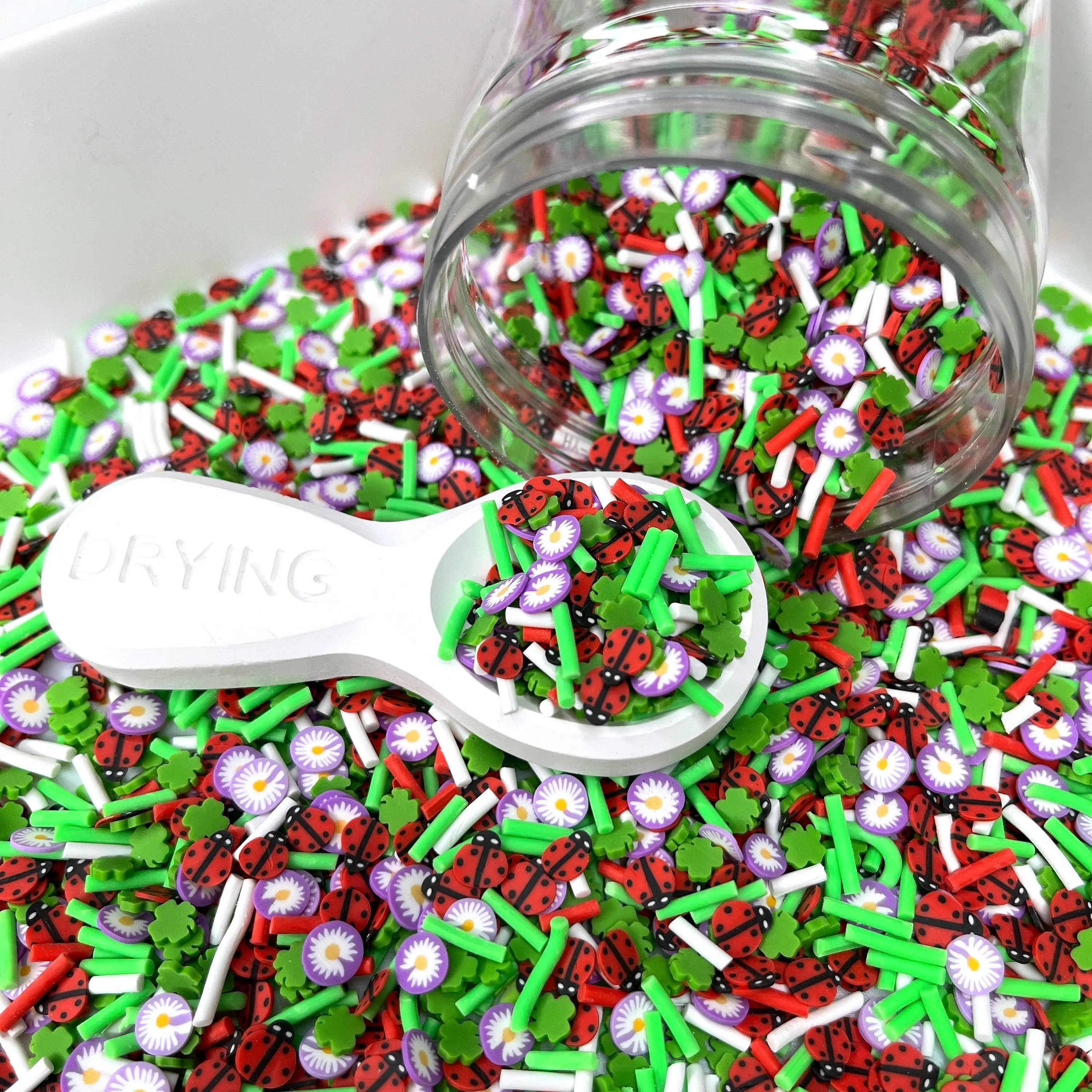 Red Ladybug, Animal Floral Polymer Clay Sprinkle Mix (NOT EDIBLE) D43-11