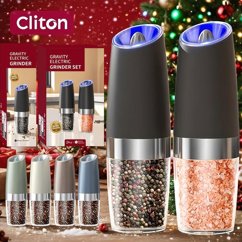 1pc-2pcs Electric Salt and Pepper Grinder Set with LED Lights - Large Capacity, Gravity-Driven Mechanism, Multi-Color Options, Modern Home Kitchen Utensils for Seasoning