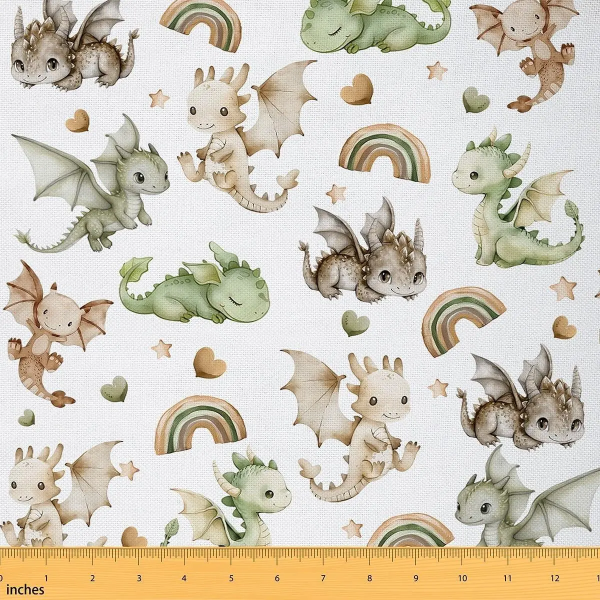 Cute Dragon Fabric Rainbow Green Upholstery Fabric Chairs Theme Home DIY Projects,Indoor Decor Soft Flannel