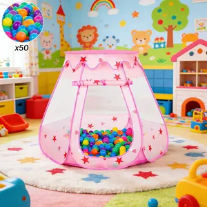 JungleDove kids Ball Pit Princess Tent Toys with 50 Balls Birthday Gift Indoor Outdoor Foldable Colorful Playspace Playhouse kids outdoor play