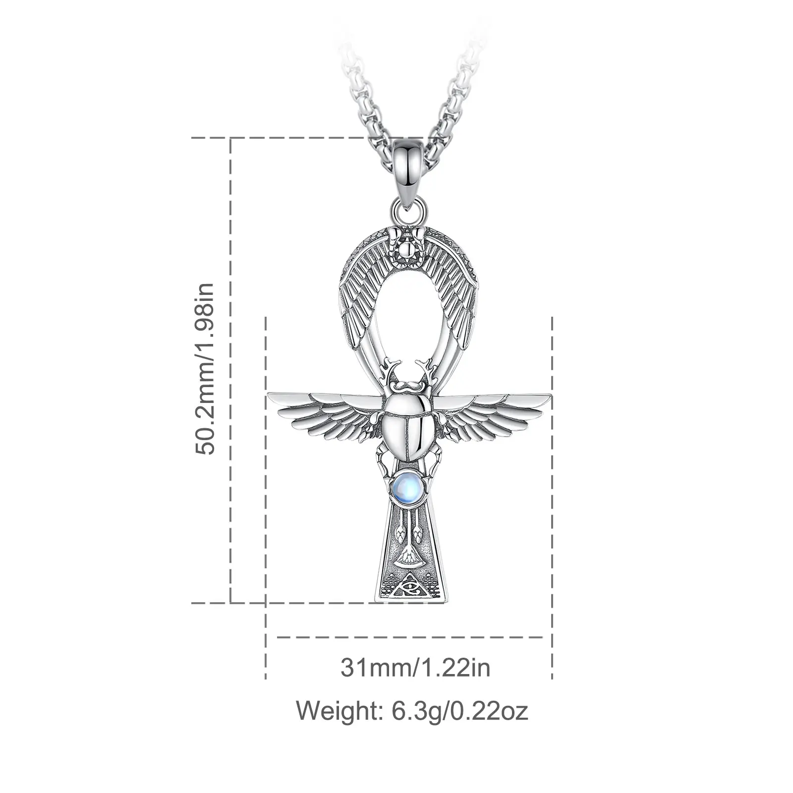 Ankh Cross With Moonstone