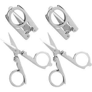 Folding Scissors, 4Pcs Stainless Steel Small Scissors Pocket Portable Foldable Travel Scissors Tiny Mini Craft Cutter