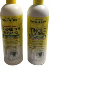 Jamaican Mango & Lime Tingle Haircare Shampoo, No More Itch Gro Spray Cleanser - Nourishing, Hydrating, Smooth, 16oz Each