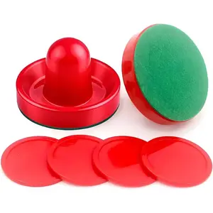 Air Hockey Set - 2 Air Hockey Pushers and 4 Air Hockey Pucks for Game Tables | Replacement Air Hockey Paddles and Pushers | Perfect Accessories for Air Hockey Games (2 Striker, 4Pucks)