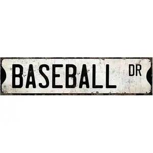 Aluminum Sign Baseball Vintage 16x4 Inch-Wall Decor And Unique Baseball Lover Gifts; Great Decor For Boys Room And Boys Room Decor
