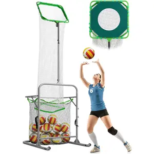 Volleyball Setter  Net Equipment, Setting Trainer with Target Hoop, Precision Cloth, Ball Collection, Adjustable 5 Heights (4.7-9.8 ft) 6 Angles