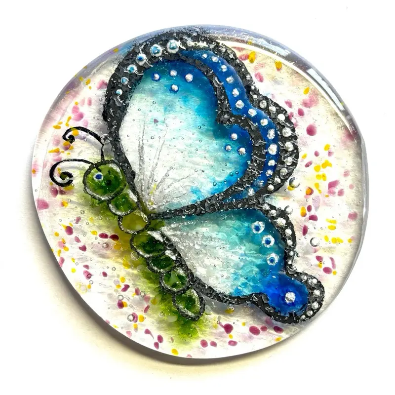 Fused Glass Butterfly - Suncatcher/Nightlight - One of a Kind HAND MADE