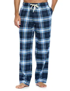 Ashford & Brooks Mens Super Soft Flannel Plaid Pajama Sleep Pants - Navy White Blue Plaid - 3X-Large