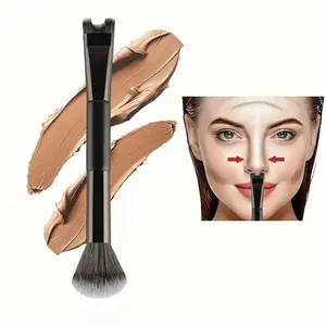 1pcs U-shaped nose contouring brush, 2-in-1, double-ended design, perfect for contouring and highlighting, an essential makeup tool, Makeup Blending Brush, Cosmetic Brushes