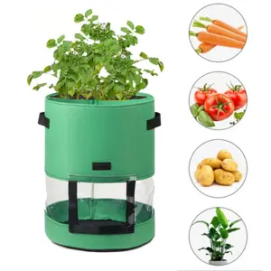 Magic See-Thru Potato Planter Bag, 360 Degree View Window with Green Breathable Non-Woven Fabric, Watch Your Spuds Grow!