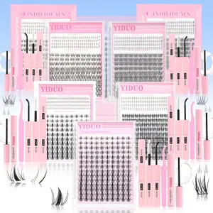 3D DIY Eyelash Extensions Cluster Kit Ultra-Thin Adhesive Strips, Soft Waterproof Comfortable Lashes, Long-Lasting Easy Application Kit