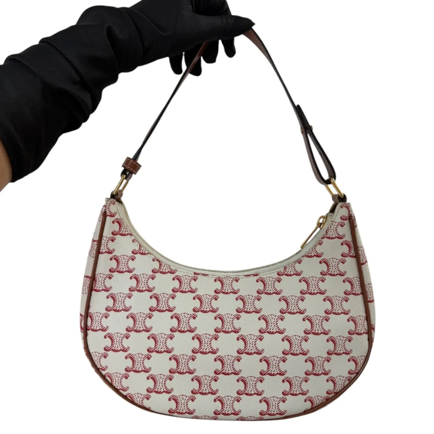 Pre-owned Celine coated canvas and leather Shoulder Bags Cream Triomphe Coated Canvas Ava Bag