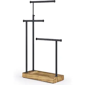 Jewelry Organizer Stand, Extra Tall Necklace Holder Jewelry Holder, Gift Idea (Carbonized Black & Black) Boxes Metal