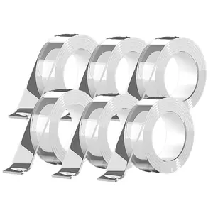 Heavy-Duty Reusable Double-Sided Tape: Nano-transparent adhesive, traceless design, easy cleaning, strong hold & versatile for all multi-purpose sticking tasks!