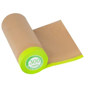 Pre-Taped Masking Paper For Painting-12 inch x 50 feet Tape and Drape Painters Paper, Paint Adhesive Protective Paper Roll For Covering Skirting,Frames,Cars For Auto Body (1 Roll)