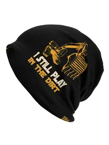 Men' Construction Vehicles Excavator Bucket & Arm Cartoon Bonnet Hat - Thin Skullies Beanie Cap Suitable for Construction Sites, Casual Wear & Themed Events