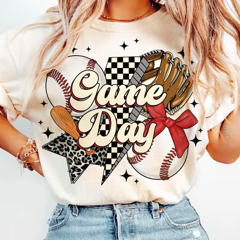 Baseball Game Day Retro Checkered Baseball Mama Shirt, Baseball Mom Coquette Mom TShirt