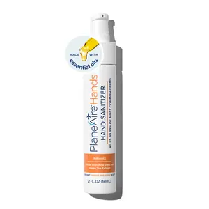 PlaneAire Orange Pineapple Hand Sanitizer | Plant-Based Gel | Soothing, Moisturizing, Hydrating | Refreshing Tropical Scent | Made with Essential Oils, Green Tea Extract, Aloe, and Vegan Glycerin | TSA-Approved Travel Essential