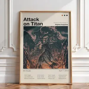 Attack on Titan Wall Print, Eren Yeager vs Founding Titan Poster Vintage Gift