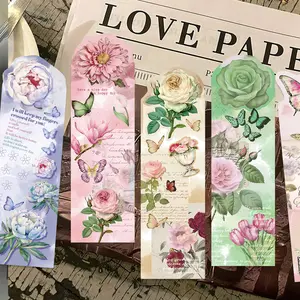 30 Dreamy Butterfly Bookmarks Non Repetitive Series Simple Handheld Booklet Creative Paper Bookmarks Book Accessories Small Cards Book Decoration Cards Reading Label Cards Floral Pattern Sticker