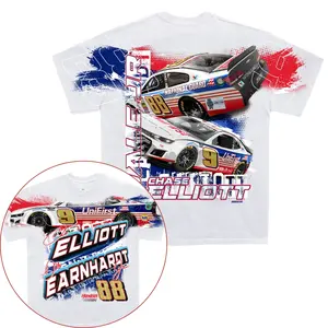 Chase Elliott #9 & Dale Earnhardt Jr #88 Throwback T-Shirt, Darlington Total Print NASCAR Tee, Vintage Racing Shirt For Him, Fan Gift