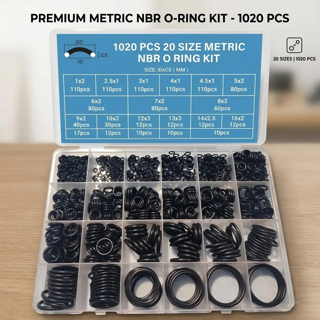 1020/225 PCS High Quality O Ring Kit 20 Size Nitrile Rubber O Ring Assortment Set for Car Auto Vehicle Repair Faucet Plumbing Air or Gas Sealing Connections Resist Oil and Heat