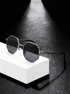 Elegant Geometric Metal Classic Style Fashion Glasses, Timeless Design for All Face Shapes, Perfect for Photography and Music Festivals, Stylish Glasses