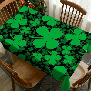1 pc St Patrick's Day Clover Tablecloth, Perfect for Picnics, Camping, Weddings, Birthdays, Restaurants, Home Decor, Washable