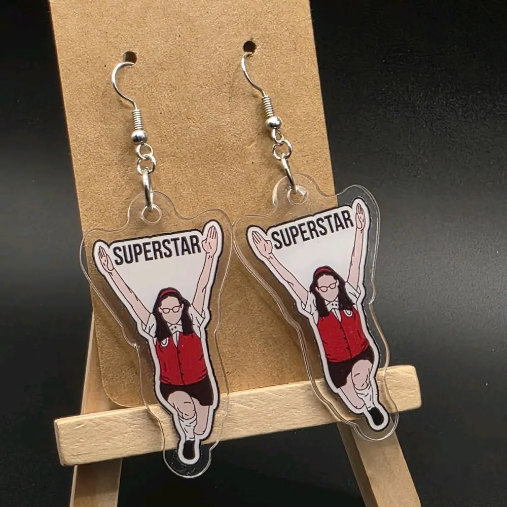 Retro Superstar Themed Acrylic Whimsical Earrings - Unisex Casual Everyday Sparkle Costume Jewelry, Note: Choking Hazard Small Parts