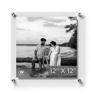 12x12" Photo Double Panel Acrylic Clear Picture Frame (Frame Size 15x15")