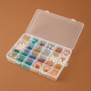 Clear 24-Grid Bead Storage Box | DIY Jewelry Organizer Case for Beads, Earrings & Small Accessories
