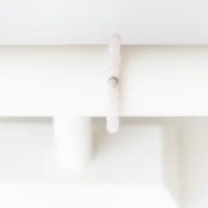 Silver Pave Rose Quartz 6mm Bracelet