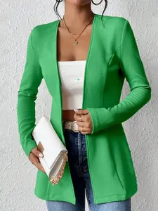 A pure color, single-button, V-neck, long-sleeved, waist-tightening women's suit jacket is elegant, fashionable and versatile, Womenswear