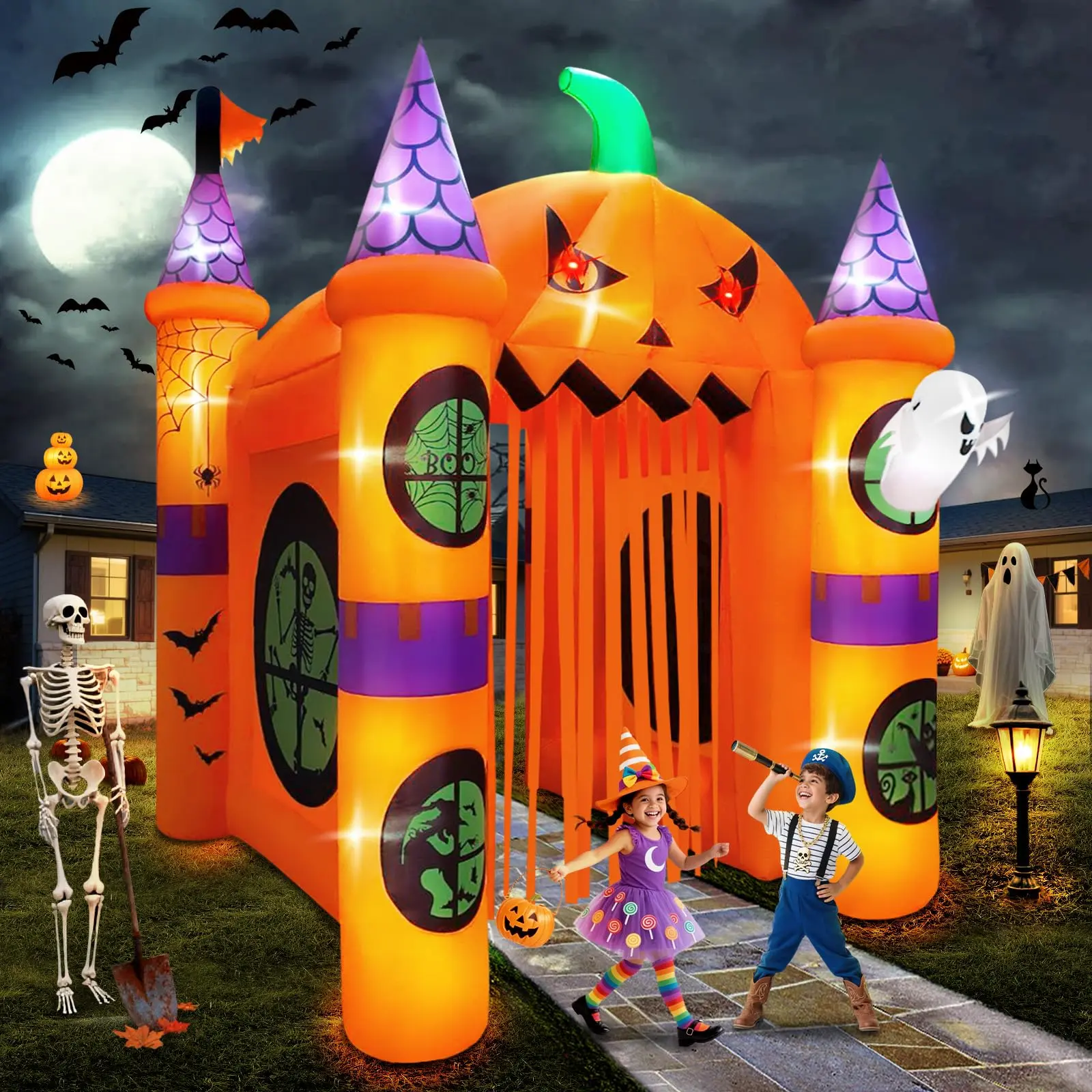 Kalolary 12FT Halloween Inflatables Archway Giant Pumpkin Arch Inflatable Kalolary 12FT Halloween Inflatables Archway Giant Pumpkin Arch Inflatable
