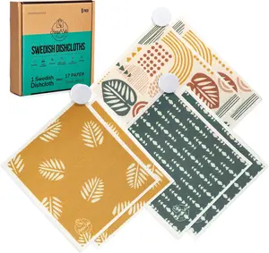 Swedish Dishcloths for Kitchen Dishcloths - 6 Pack,  Paper Towels with Clips, Super Absorbent Washable Non-Scratch Swedish Dish Towels, No Odor, Biodegradable