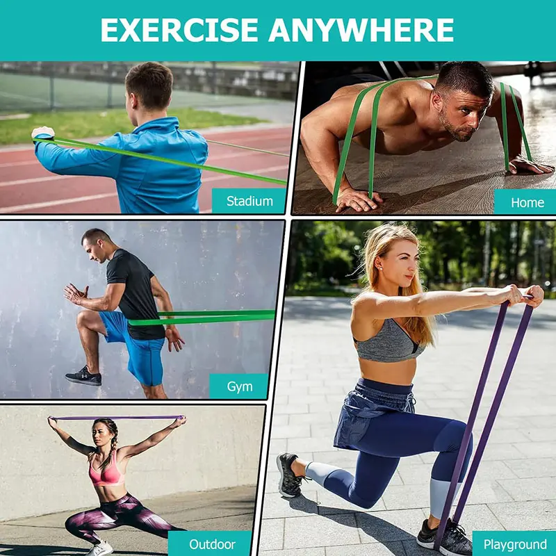 Heavy Duty Exercise Bands for Home Workouts, Latex Resistance, Professional Elastic Band for Men and Women - Pull Up Assist Bands Fitness, Set of 4 Training Equipment Workout Accessories