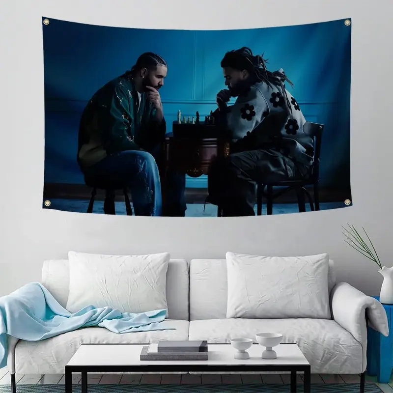 Drake X J. Cole Polyester Tapestry Flag, 3x5ft, Multipurpose Room
