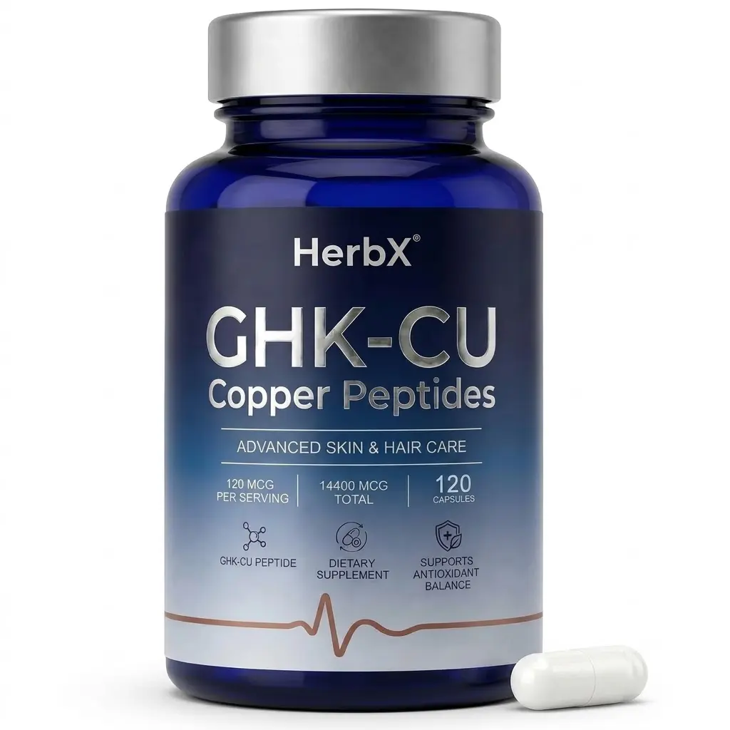 GHK-Cu Copper Peptide Edible Beauty Supplement, 120 Capsules - Zinc-Free for Custom Stacking, Prop 65 Safe, Systemic Support, Aids Collagen Production, Skin Firming & Tissue Repair