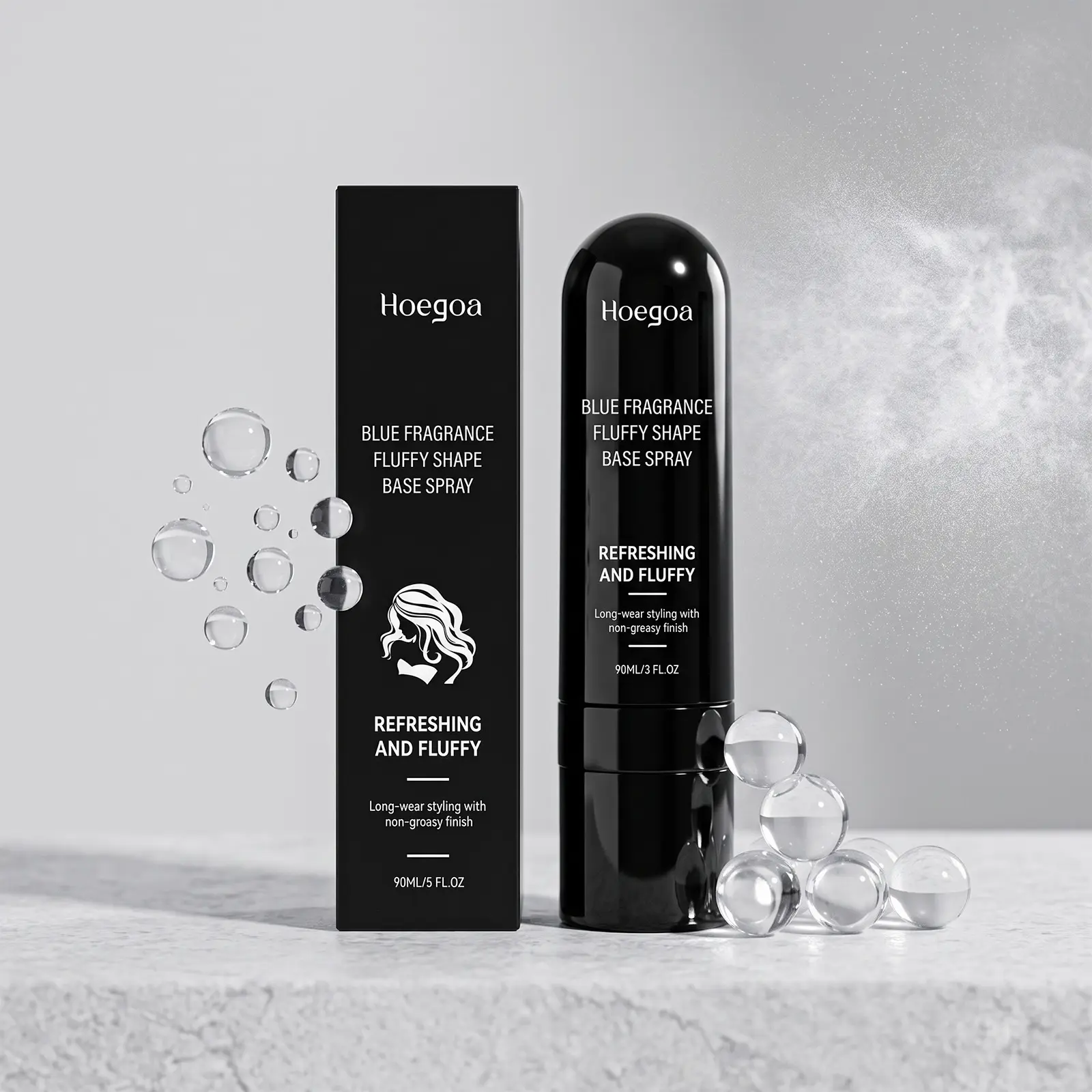 Hoegoa Blue Fragrance Fluffy Shape Base Spray, 90ML Refreshing Non-Greasy Long Lasting Hair Volumizing Styling Spray for All Hairstyles