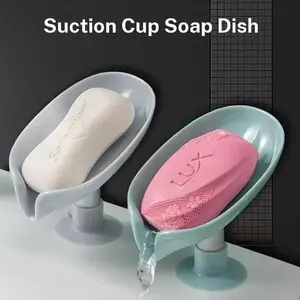 Lotus Leaf Shape Soap Holder with Suction Cup, No Drill Design, Ideal for Bathrooms & Shower Spaces, Durable Plastic Material