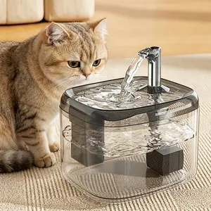 Cat Water Fountain for Drinking, 1.5L Cat Fountain Super Silent Pet Drinking Dispenser,Quiet Pump and Faucet Design Suitable for Cats and Dogs（Grey）