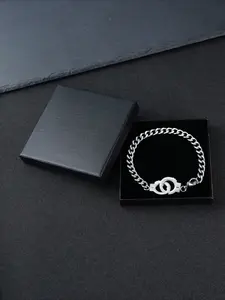 1 Creative Stainless Steel Handcuffs Bracelet, Stainless Steel Wrist, Men's Exquisite Jewelry Gift Box, A Gift for Boyfriend