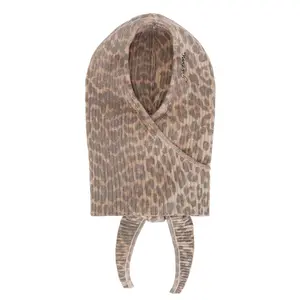 Ganni Graphic Wool Knit Balaclava in Almond Milk