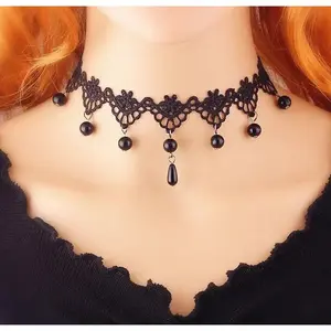Gothic Court Style Lace Choker Necklace – Lockbone Chain