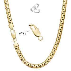 14K Gold Plated Box Chain Necklace Durable Solid Link for Everyday Wear Versatile & Elegant Design jewelry