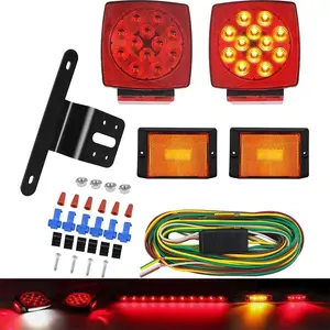 Heavy-Duty Submersible Trailer LED Tail Light Set, Waterproof DOT Compliant Stop Signal Lights, UV Protected Wiring Harness, Full Hardware & Guide for Boat, Trailer & Off-Road Towing