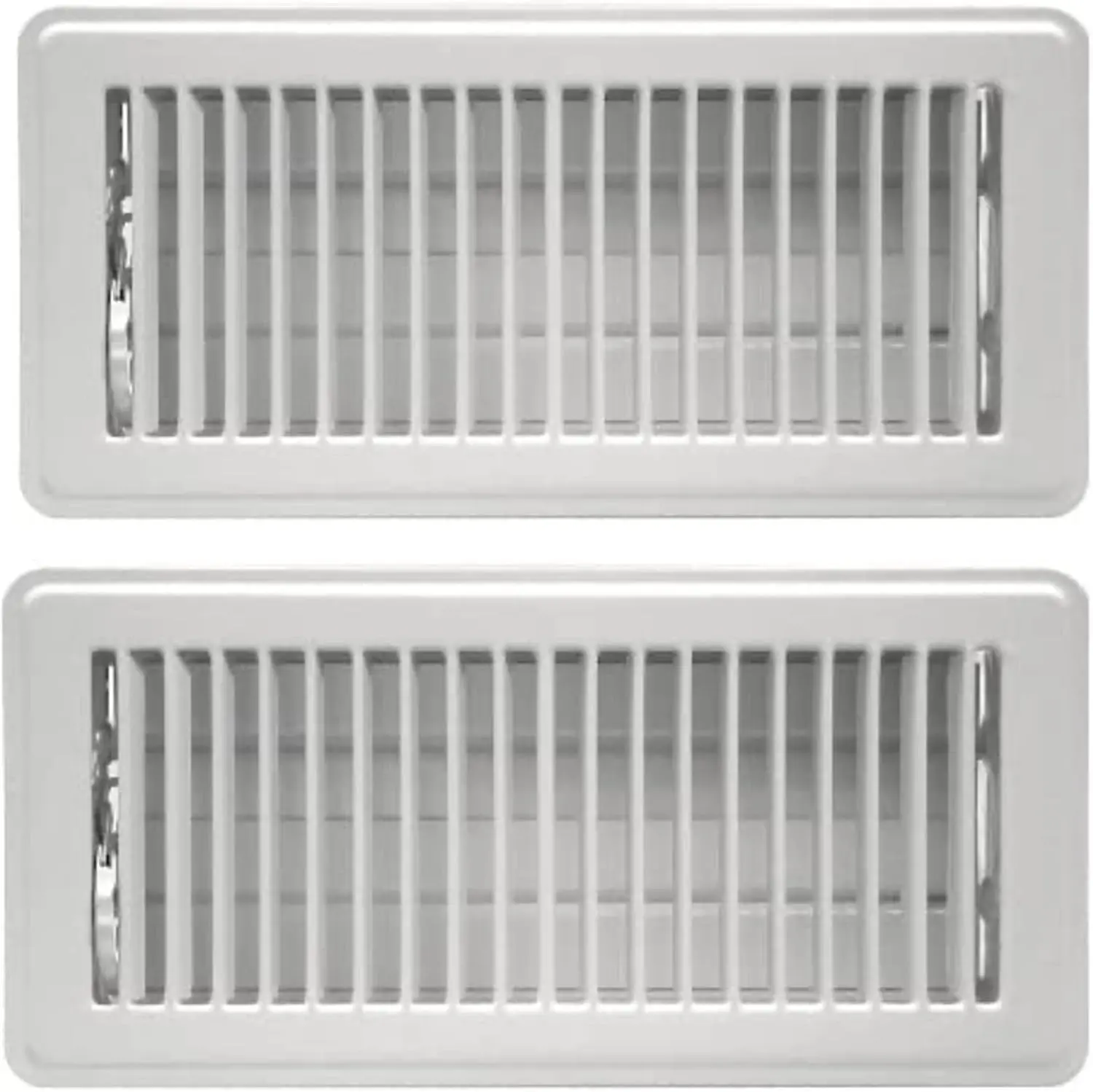 Vent Cover for  Floor 4 x 12 (White Pack of 2) - Heavy Duty Metal - Walkable Floor Register Air Vents - Easy Adjust Airflow